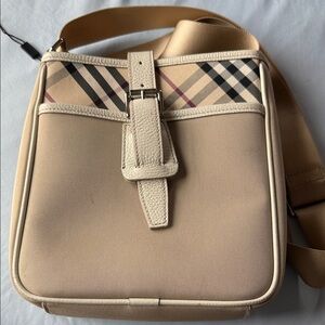 Burberry Tan Checkered Messenger Bag